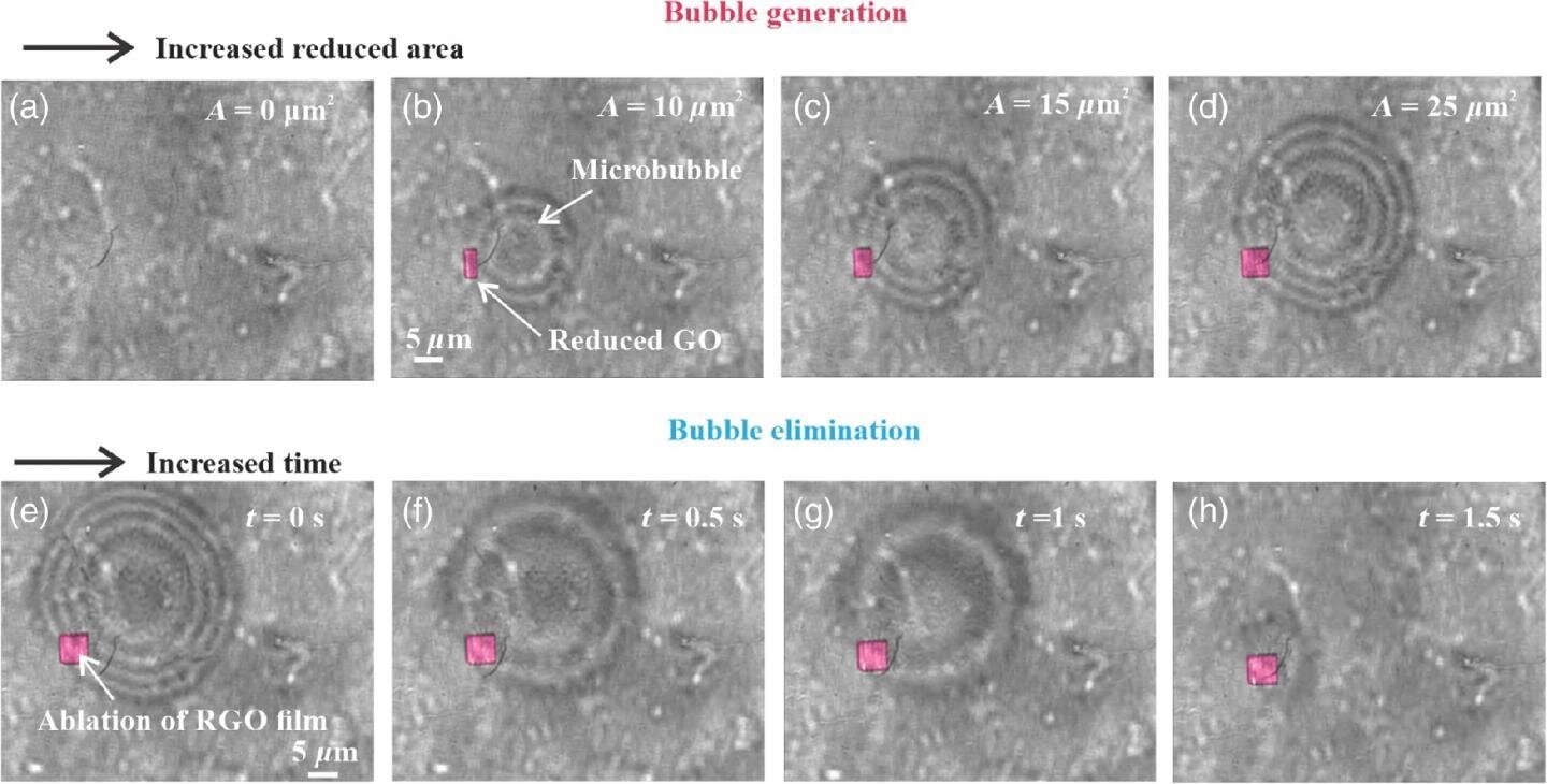 In situ optical microscopic images showing the process of the microbubble generation and elimination. Courtesy: H. Lin et al.