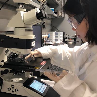 Researchers led by Shengxi Huang, assistant professor of electrical engineering and biomedical engineering at Penn State, have altered 2D materials to enhance light emission and increase signal strength. IMAGE COURTESY: PENN STATE COLLEGE OF ENGINEERING.