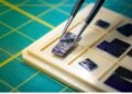 Stressed crystal creates nanoscale patterns on chip materials at room temperature